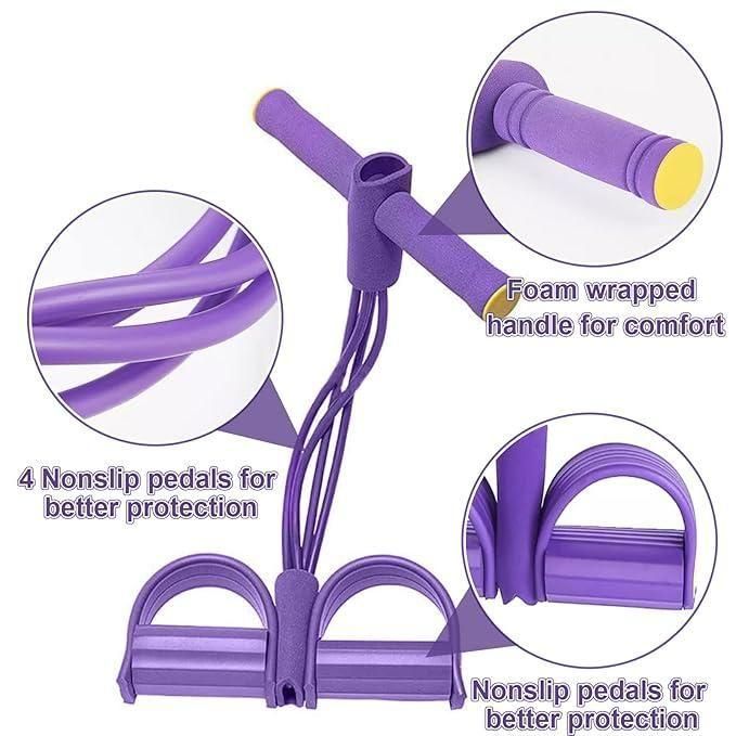Pull Reducer Training Bands Natural Rubber 4 Tubes Body Trimmer Pedal Exerciser Yoga Crossfit Exercise, Arm Exercise, Tummy Body Building Training Men and Women