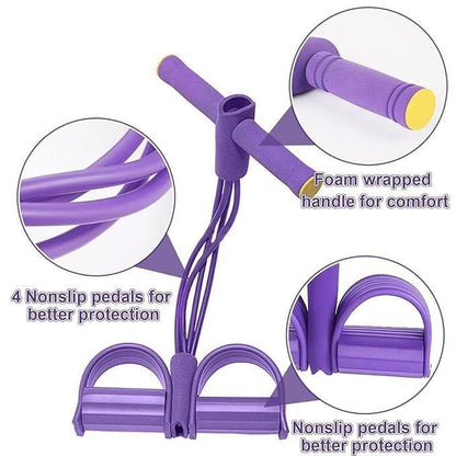 Pull Reducer Training Bands Natural Rubber 4 Tubes Body Trimmer Pedal Exerciser Yoga Crossfit Exercise, Arm Exercise, Tummy Body Building Training Men and Women