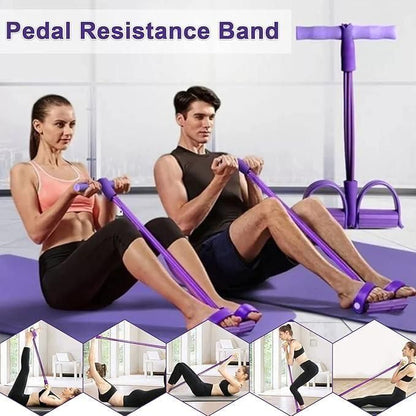 Pull Reducer Training Bands Natural Rubber 4 Tubes Body Trimmer Pedal Exerciser Yoga Crossfit Exercise, Arm Exercise, Tummy Body Building Training Men and Women