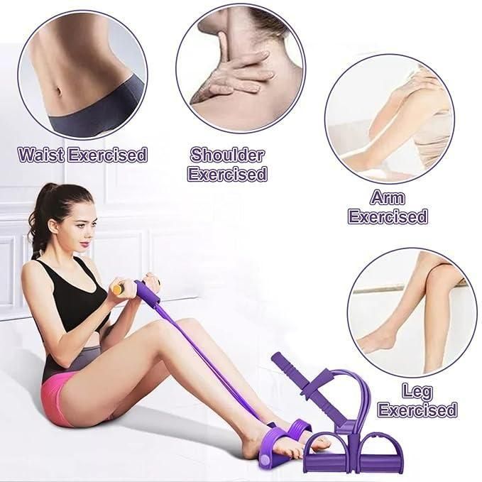 Pull Reducer Training Bands Natural Rubber 4 Tubes Body Trimmer Pedal Exerciser Yoga Crossfit Exercise, Arm Exercise, Tummy Body Building Training Men and Women