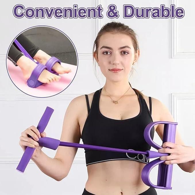 Pull Reducer Training Bands Natural Rubber 4 Tubes Body Trimmer Pedal Exerciser Yoga Crossfit Exercise, Arm Exercise, Tummy Body Building Training Men and Women